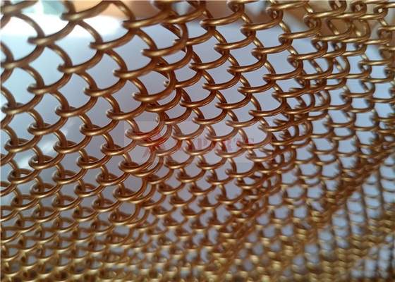 Rèm cửa lưới kim loại cuộn nhôm Anodized Màu vàng được sử dụng để trang trí kiến ​​trúc