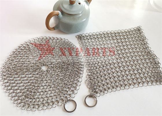 SUS316 Rings Chainmail Cast Iron Pan Scrubber Cấp thực phẩm