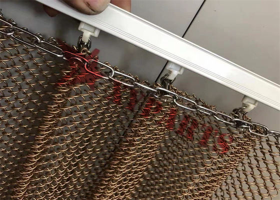 Chuỗi nhôm liên kết lưới kim loại Rèm màu đồng để trang trí phân chia phòng