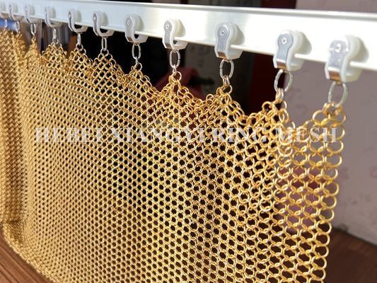 Màu vàng Wm Serie Chainmail Ring Mesh Rèm cho thiết kế kiến ​​trúc