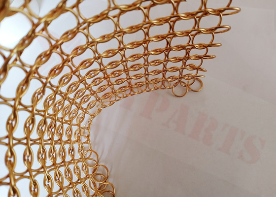 Màu vàng 1.5x15mm Rèm vải lưới Chainmail Thiết kế nội thất Thép không gỉ