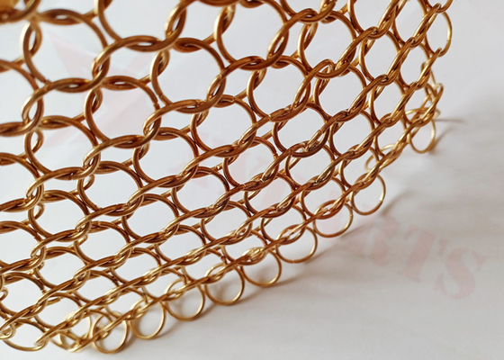 Màu vàng rèm lưới kim loại kiến ​​trúc 1.5x15mm Thép không gỉ