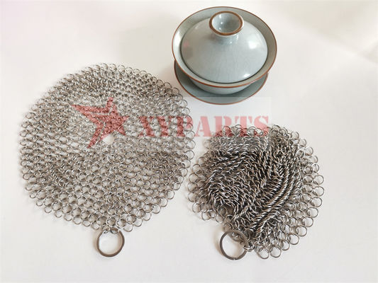 SUS316 Rings Chainmail Cast Iron Pan Scrubber Cấp thực phẩm