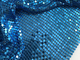 Màu xanh lam sáng bóng nhôm Oem kim loại Sequin Mesh Chuỗi thư Vải kim loại Sequin Khăn trải bàn